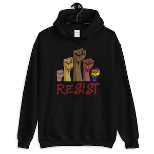 Resist Hoodie | Resistance Hoodie and Sweatshirt | Protest Hoodie | Liberal Hoodie | Progressive Sweatshirt Long-Sleeved