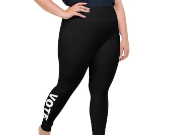 Vote Plus Size Black Leggings | Handmade Leggings | Designer Leggings | Liberal Leggings | Clothing for Liberals