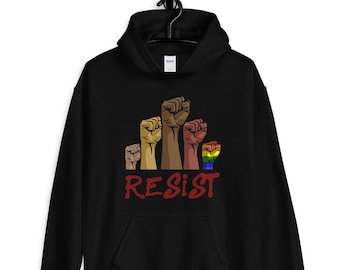 Resist Hoodie | Resistance Hoodie and Sweatshirt | Protest Hoodie | Liberal Hoodie | Progressive Sweatshirt Long-Sleeved