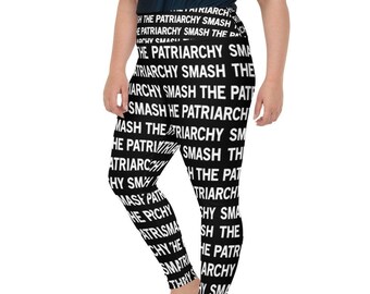 Smash The Patriarchy Leggings Plus Size | Feminist Designer Leggings | Feminism Leggings | F*ck The Patriarchy Handmade Leggings