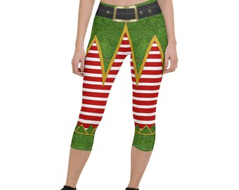Christmas Elf Leggings Capris | Santa's Helper Leggings | Santa Claus Helper Costume | Naughty Elf Costume | Christmas Leggings Elf | Xmas