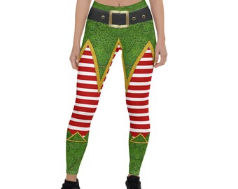 Christmas Elf Leggings | Santa's Helper Leggings | Santa Claus Helper Costume | Naughty Elf Costume | Christmas Leggings Elf | Xmas