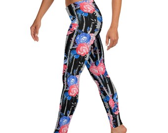 Patriotic Roses Designer Leggings | Handmade Leggings | Patriotic Apparel | Independence Day Clothing