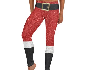 Santa Pants Leggings | Santa Claus Costume Pants | Designer Christmas Leggings | Santa Claus Suit Handmade Leggings | Xmas Leggings