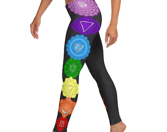 7 Chakras Leggings | Yoga Leggings | Yoga Pants | Esoteric Leggings | Designer Leggings Handmade | Mindfulness