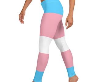 Trans Flag Leggings | Transgender Flag Leggings | Trans Pride Leggings | Designer Leggings Pride Parade | LGBT Pride Clothing