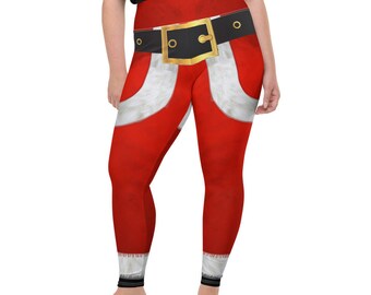 Santa Claus Pants Leggings Plus Size | Santa Pants Leggings with Santa Boots | Santa Leggings | Unique Christmas Outfits | Xmas Pants