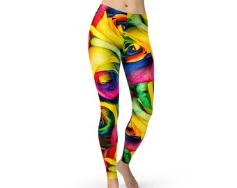 LGBT Pride Roses Leggings | LGBTQ+ Leggings | Gay Pride Apparel | Handmade Leggings | Designer Leggings