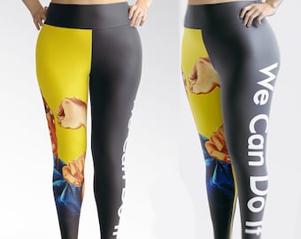 Rosie the Riveter Plus Size Leggings | Feminist Leggings | National Women's Day | Handmade Designer Leggings