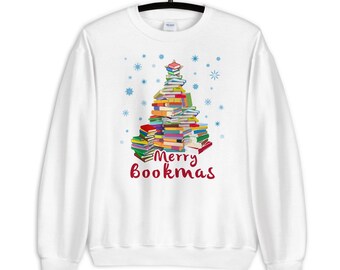 Merry Bookmas Christmas Sweatshirt | Merry Christmas Sweatshirt | Book Lovers Christmas T-Shirts | Xmas Sweatshirt | Book Lovers Shirt