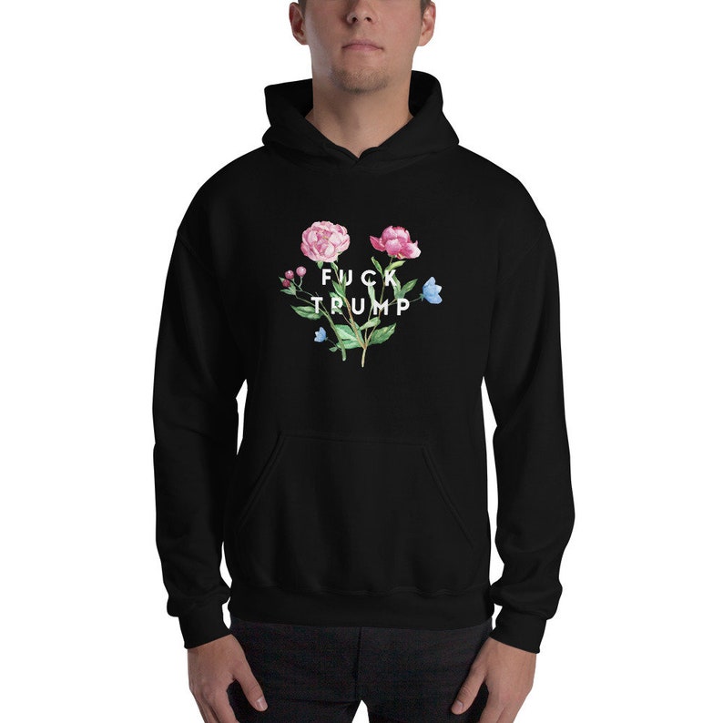 Fuck Trump Hoodie Floral | Plus Size Hoodies to 5X | Anti Trump Hoodies & T-Shirts | Fuck Trump Shirt imagem 2