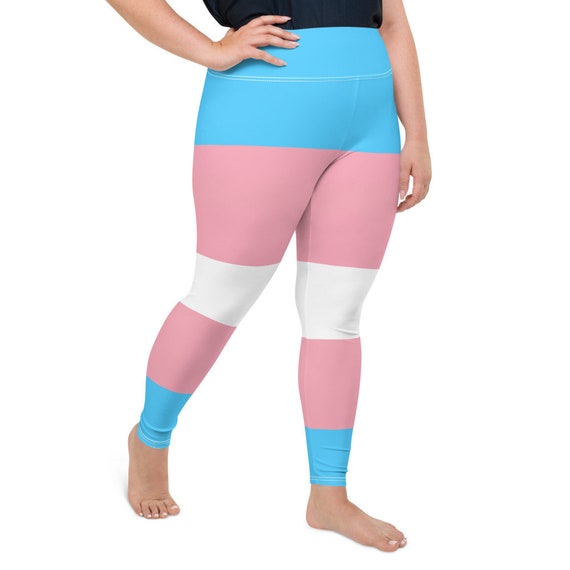 Trans Flag Leggings Plus Size Transgender Flag Leggings Trans