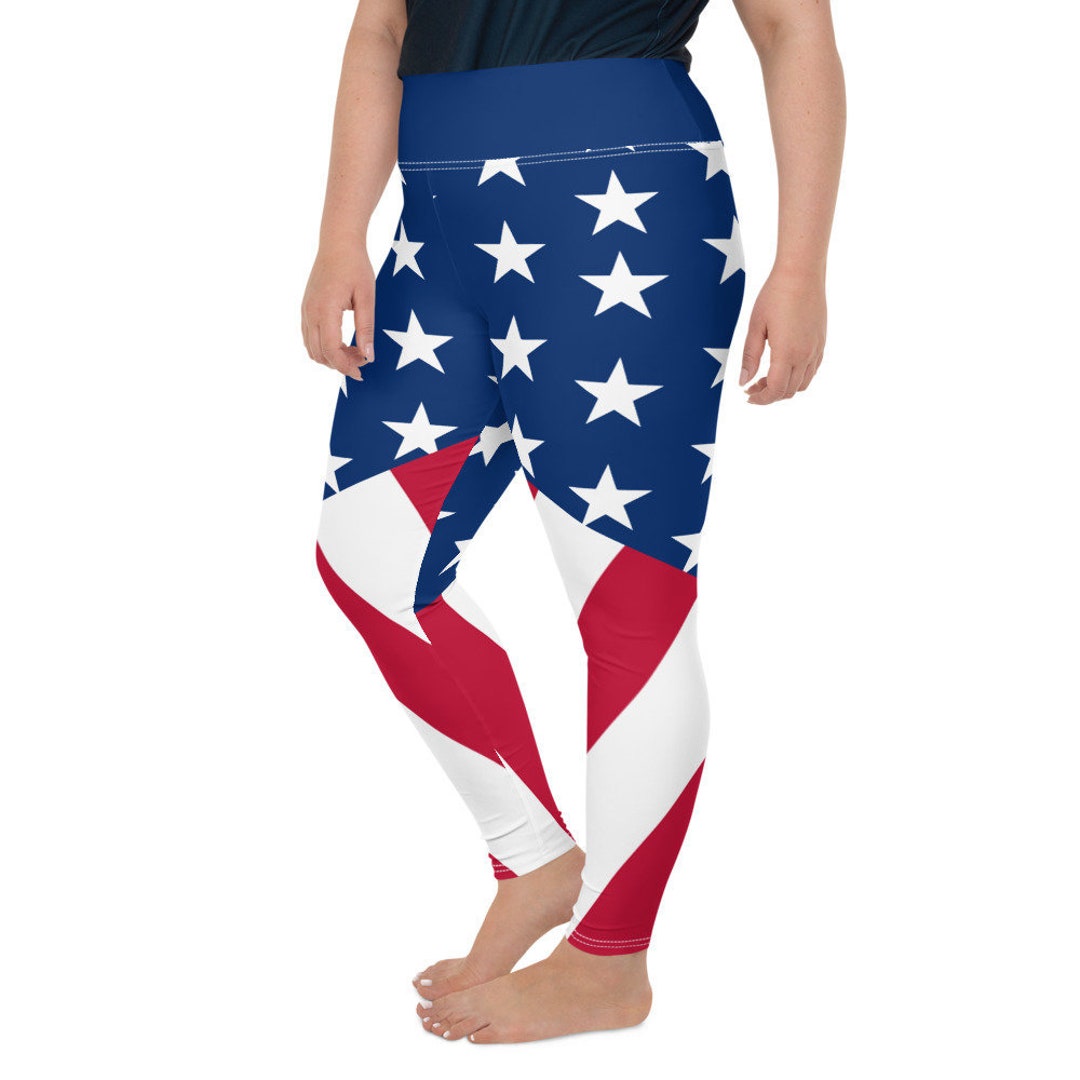 American Flag Leggings Plus Size U.S. Flag Leggings Patriotic Leggings Handmade Designer