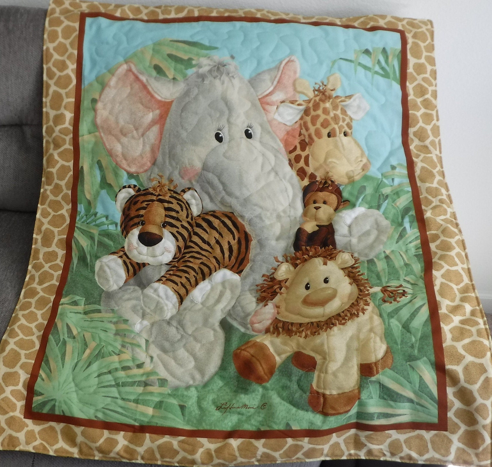 Jungle Babies Quilt Baby Blanket Crib Bedding 100 Etsy