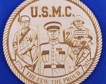 US Marine Corps 250th Anniversary - Unfinished Birch Wood Blanks for Crafts  DIY Projects
