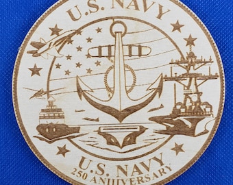 US Navy 250th Anniversary - Unfinished Birch Wood Blanks for Crafts  DIY Projects