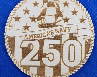 US Navy 250th Anniversary - Unfinished Birch Wood Blanks for Crafts  DIY Projects