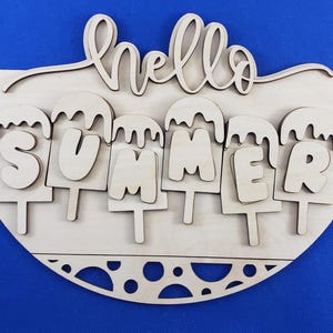 Hello Summer DIY Welcome Sign Kit: Unfinished Wood Door Hanger, Painting Craft Bild 5