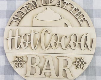 Hot Cocoa Bar Door Hanger Kit: Unfinished Wood DIY Painting