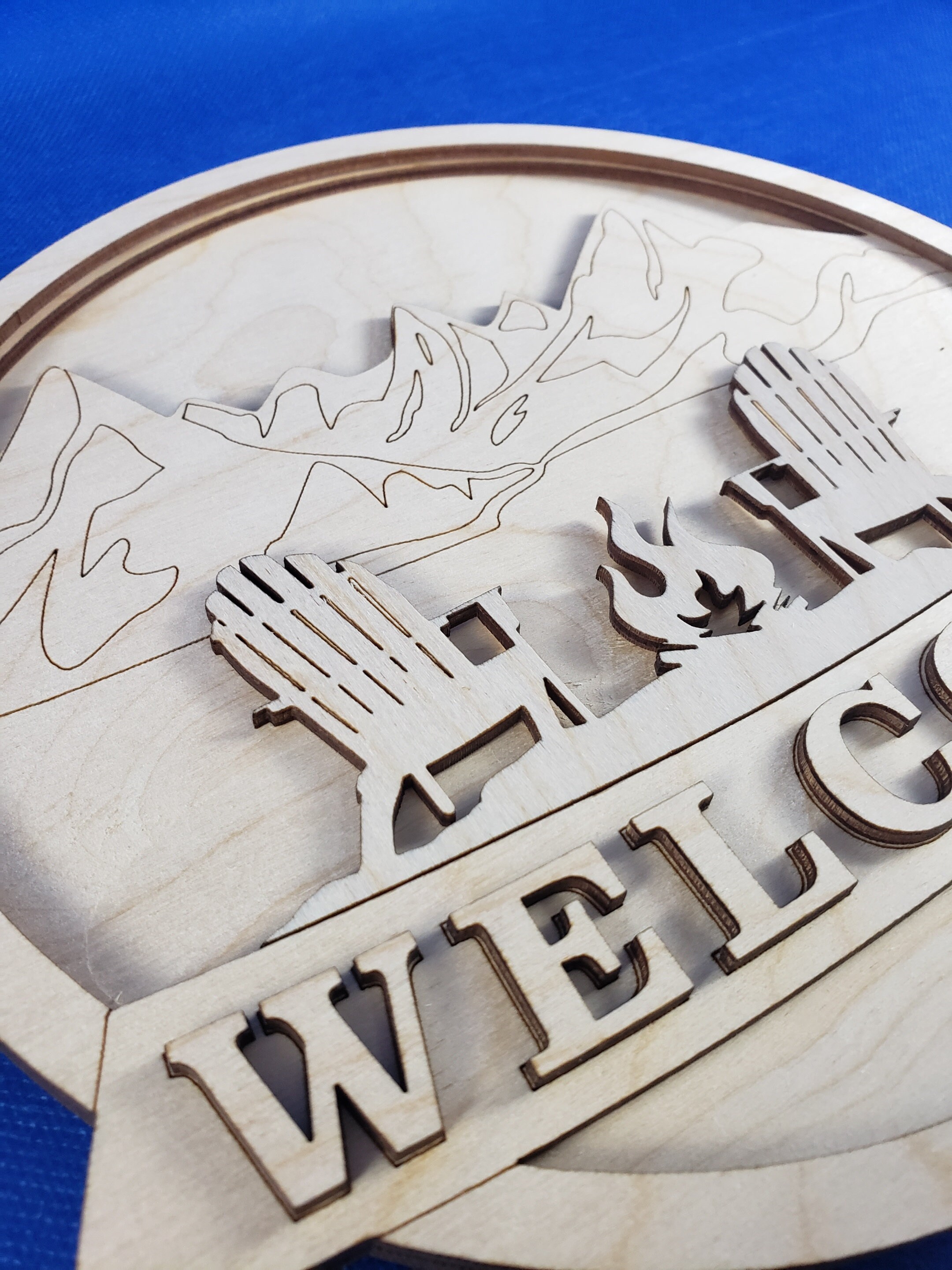 Round Camping Welcome Multi-level Sign - SVG File for Laser, CNC, Vinyl ...