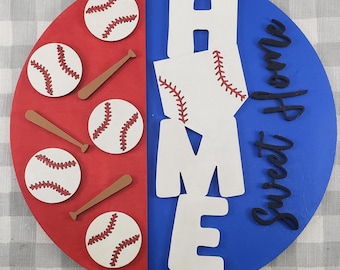 Home Sweet Home Baseball DIY Welcome Sign Kit: Unfinished Wood Door Hanger, Painting Craft