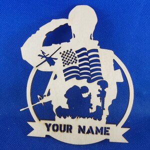 Military Personalized Wall Plaque  -  laser cut, wood cutout pieces, wall decor, custom wood signs