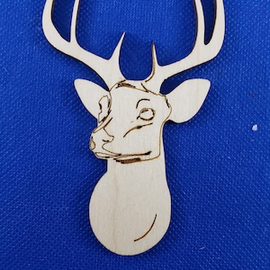 Deer head with antlers - 1943 - Unfinished laser cut wood birch blanks for earrings, crafts, jewelry and DIY projects