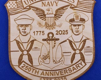 US Navy 250th Anniversary - Unfinished Birch Wood Blanks for Crafts  DIY Projects
