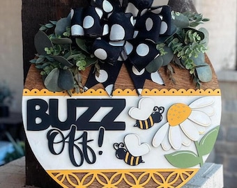 Buzz Off DIY Welcome Sign Kit: Unfinished Wood Door Hanger, Painting Craft
