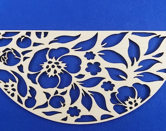 Floral Pattern DIY Sign Cutout: Laser-Cut Birch Wood Leaves
