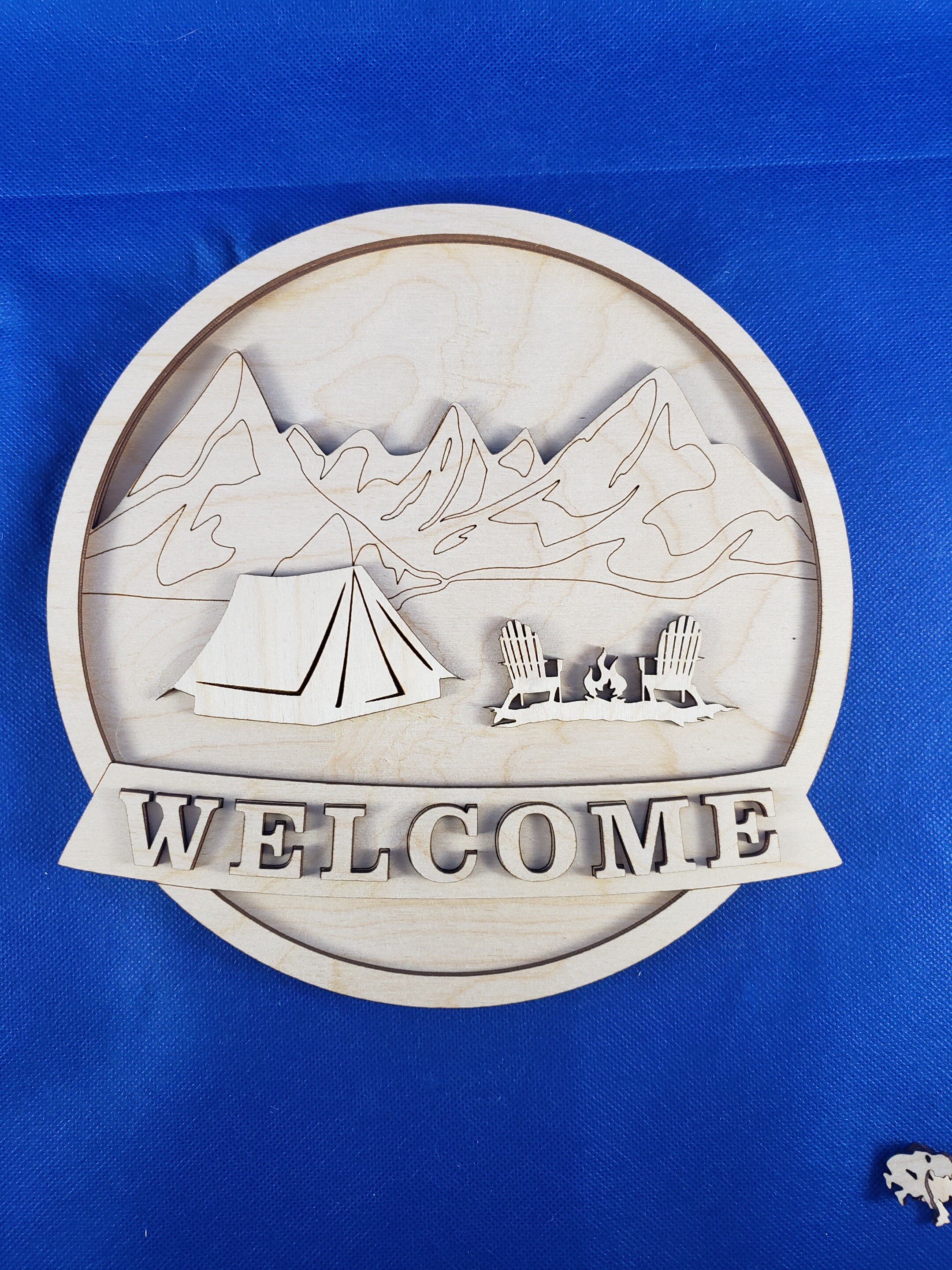 Round Camping Welcome Multi-level Sign - SVG File for Laser, CNC, Vinyl ...
