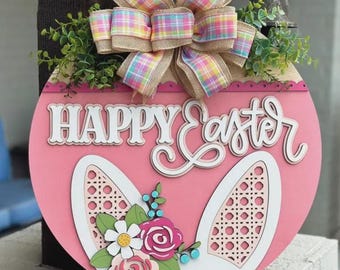 Happy Easter DIY Welcome Sign Kit: Unfinished Wood Door Hanger, Painting Craft
