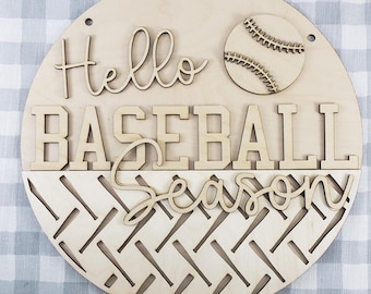 Hello Baseball Season Door Hanger Kit: Unfinished Wood DIY Craft