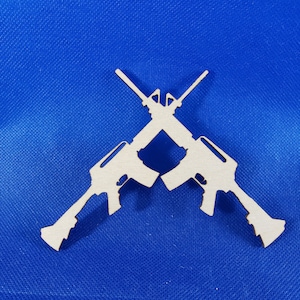 Crossed Rifles - 1056 - Unfinished laser cut wood birch blanks for earrings, crafts, jewelry and DIY projects