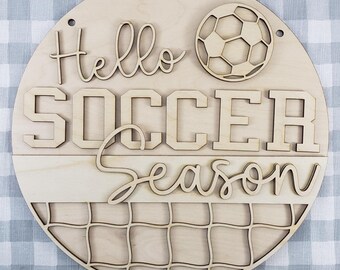 Hello Soccer Season Door Hanger Kit: DIY Painting on Unfinished Wood