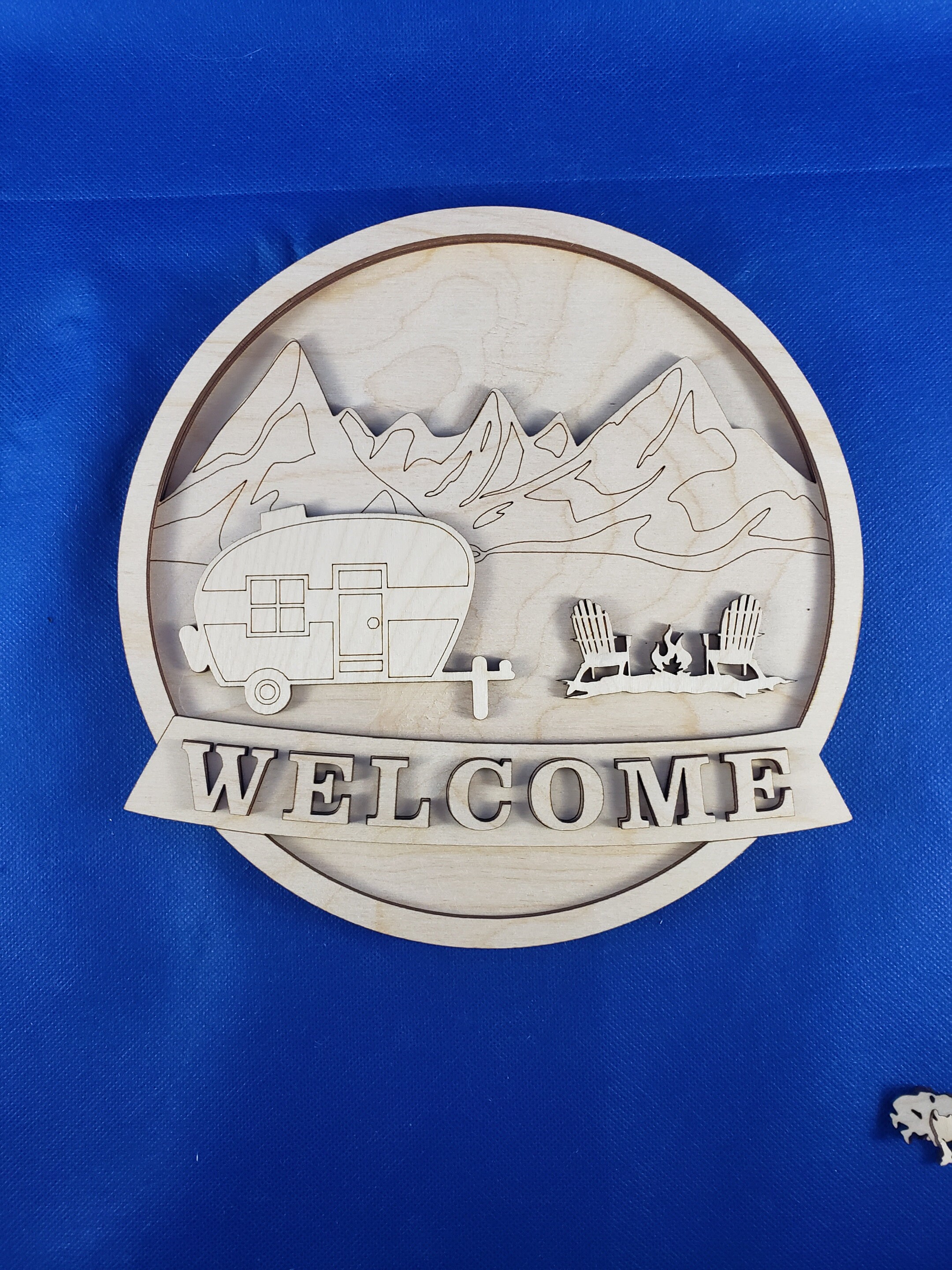 Round Camping Welcome Multi-level Sign - SVG File for Laser, CNC, Vinyl ...