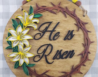 He Is Risen Door Hanger Kit: Unfinished Wood DIY Painting Craft