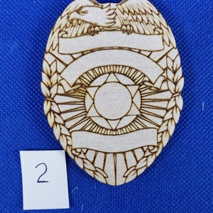 Blank Police, Fire, Security Badge - 1510A -  laser cut, wood cutout pieces, wall decor, custom wood signs