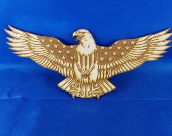 Eagle with American Flag Star Wings -1368- Unfinished laser cut wood birch blanks for earrings, crafts, jewelry and DIY projects