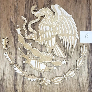 Mexican Eagle Logo - Unfinished Birch Wood Blanks for DIY Laser Cut Crafts - Mexican Theme Design