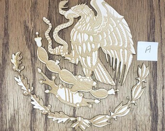 Mexican Eagle Logo: Unfinished Birch Wood Blank, DIY Craft