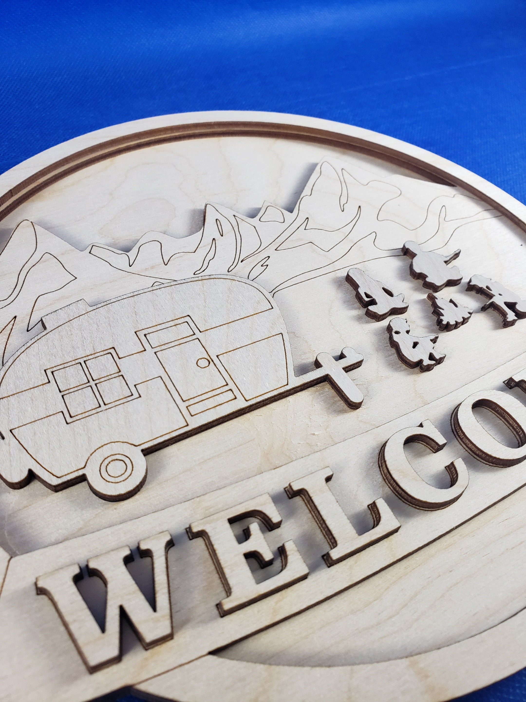 Round Camping Welcome Multi-level Sign - SVG File for Laser, CNC, Vinyl ...