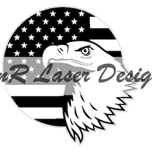 American Eagle on Round Flag - 1145 - SVG File for laser, CNC, Vinyl