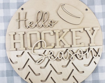 Hello Hockey Season Door Hanger Kit: Unfinished Wood DIY Craft