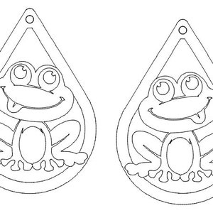 Frog in Teardrop Earrings File - Glowforge - Laser SVG File - Earring SVG - Wooden Earring - Laser Cut File - K40 Laser