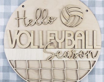 DIY Volleyball Season Door Hanger Kit: Unfinished Wood Welcome Sign