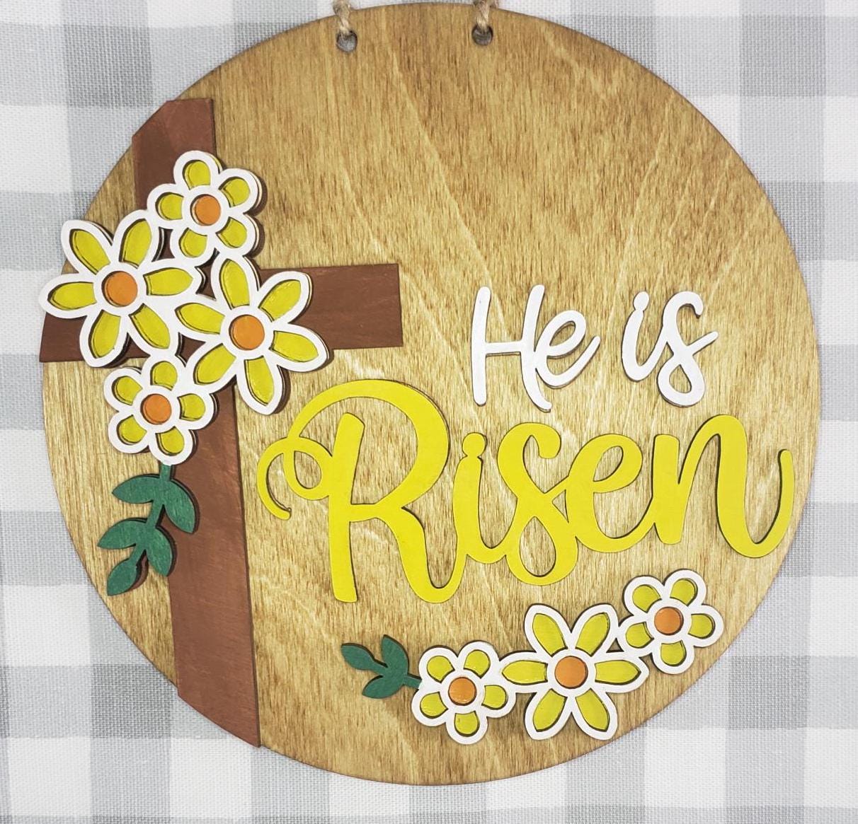 He Is Risen Door Hanger Kit | Welcome Sign | Door Sign | Front Door Wreath | DIY Craft Kit | Unfinished Wood \ DIY Painting Kit