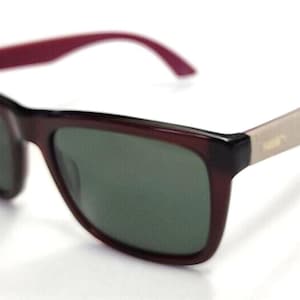 Gafas de sol Puma PU0040S 007 de piel de ante burdeos cuadradas y verdes, talla 56-18, 140, nuevas