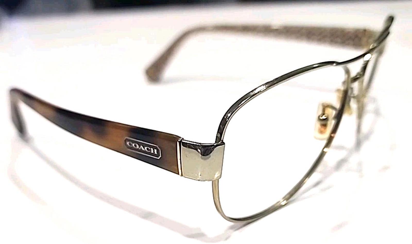 Coach HC7003 Kristina Gold Metal Tortoise Aviator Sunglasses 