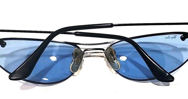 Ray Ban RB3155 006/7C Small Black Metal Blue Wrap Sunglasses 57-16 image 10